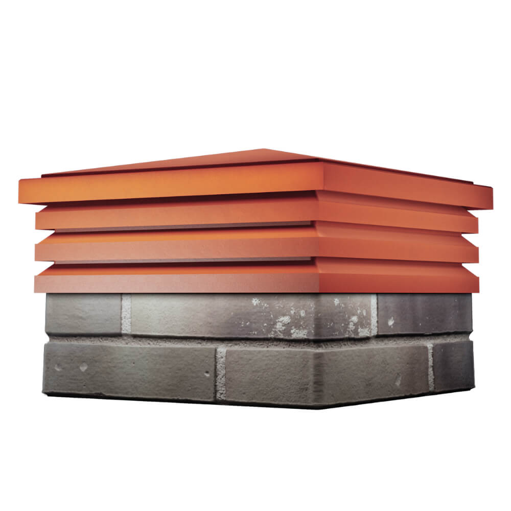 Колпак Zking Бона ХайТек Красный на столб 1.5х1.5 кирпича (385х385мм)